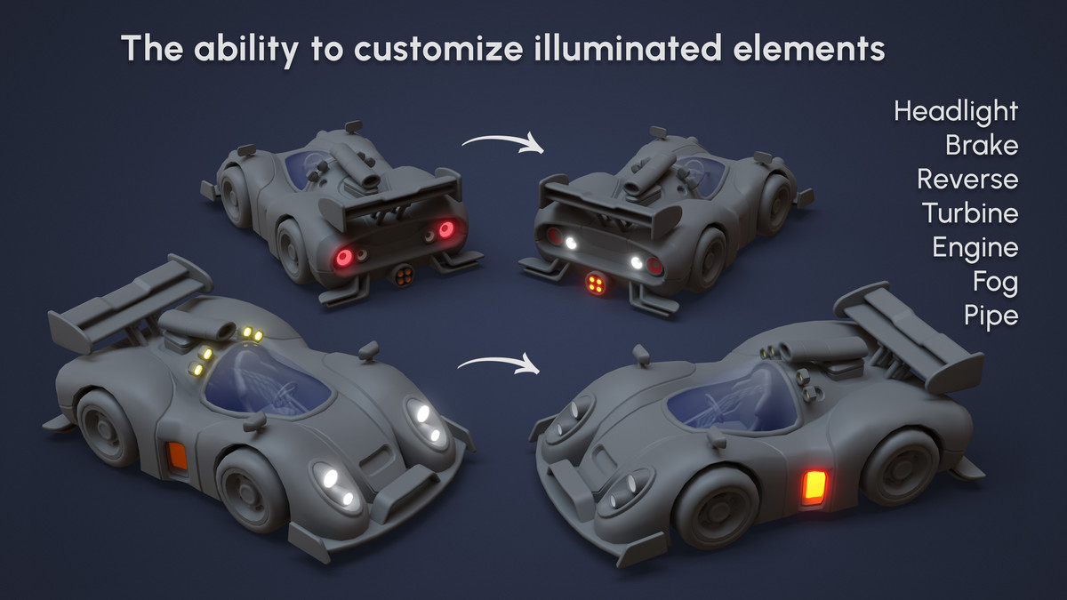 Modular Racing Cars - Low Poly 3D Models