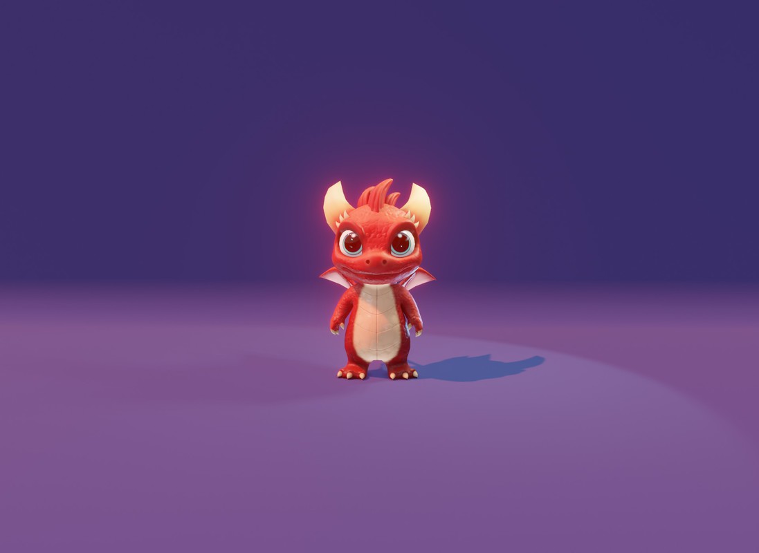 Cartoon Red Baby Dragon 3D Character With 5 Music Tracks & 36 Sound Effects