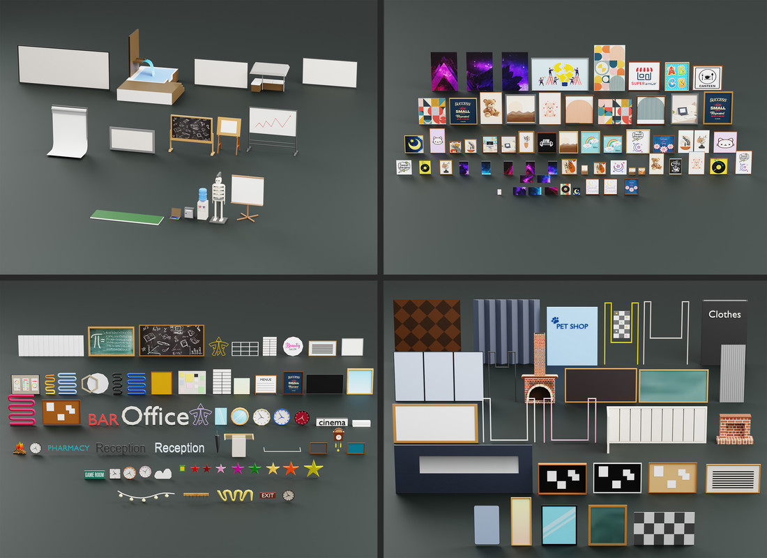 Interior 1 Low-poly 3D models Pack