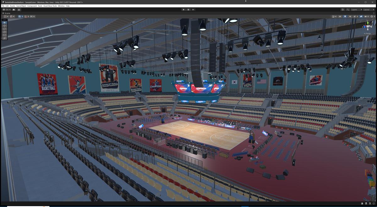 Basketball Arena Stadium Interior - Modular Environment 3D Level
