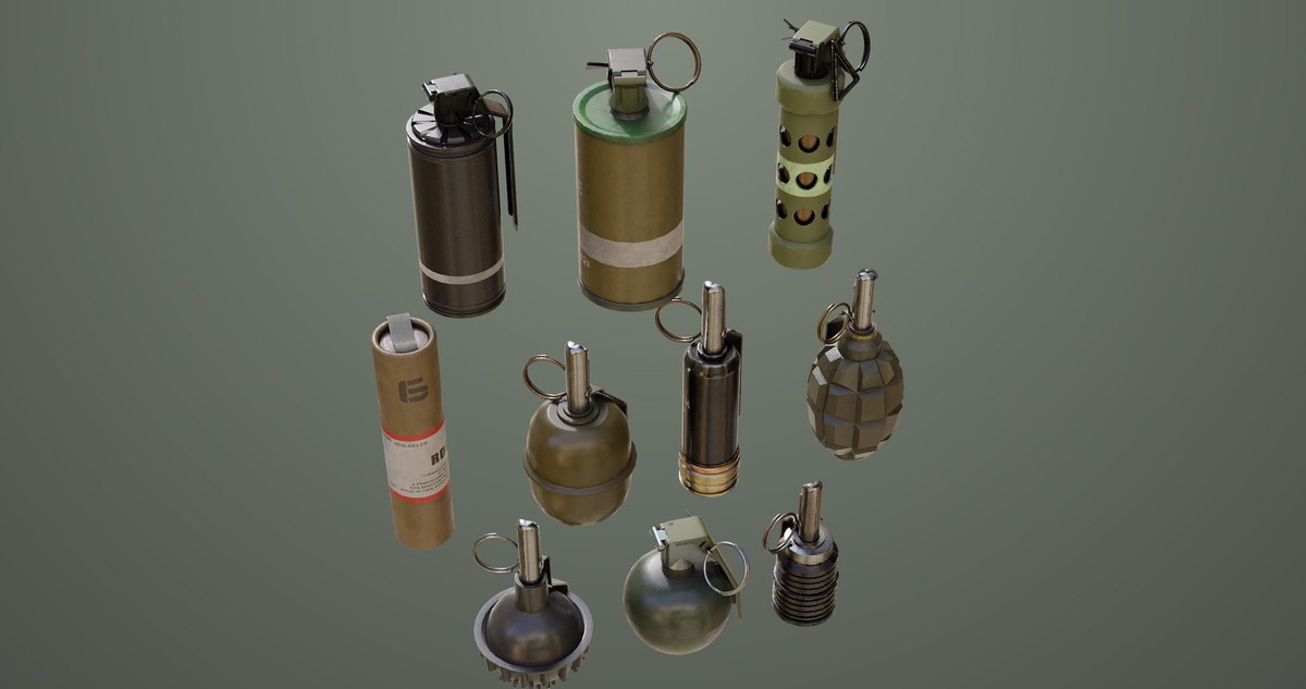 10 Grenades Single Mat URP HDRP Textures