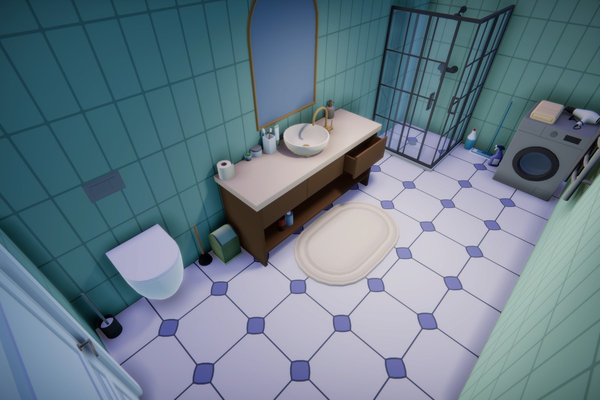 Low Poly Cartoon House Interior & Exterior