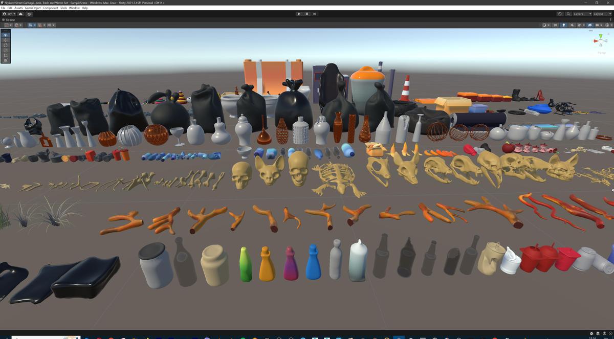 Lowpoly Stylized Street Garbage, Junk, Trash and Waste Set - 328 gameready props