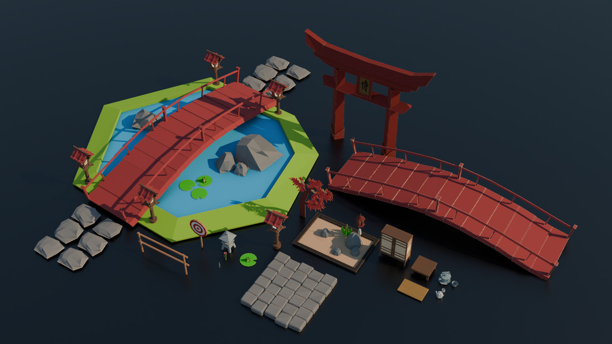 Samurai Realm : Chibi papercraft Japan feudal Asset pack