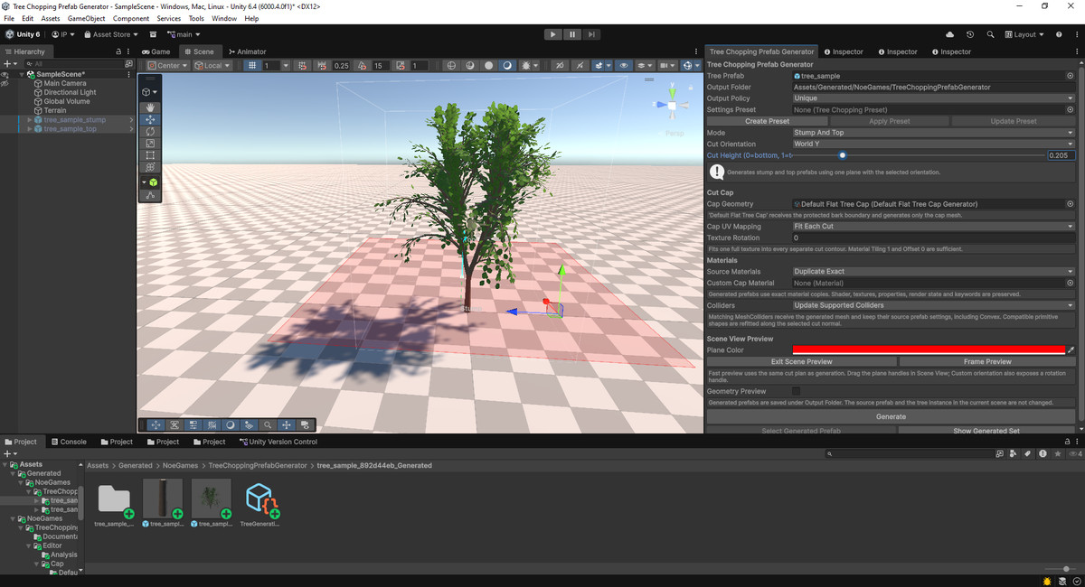 Tree Cutter & Log Prefab Generator