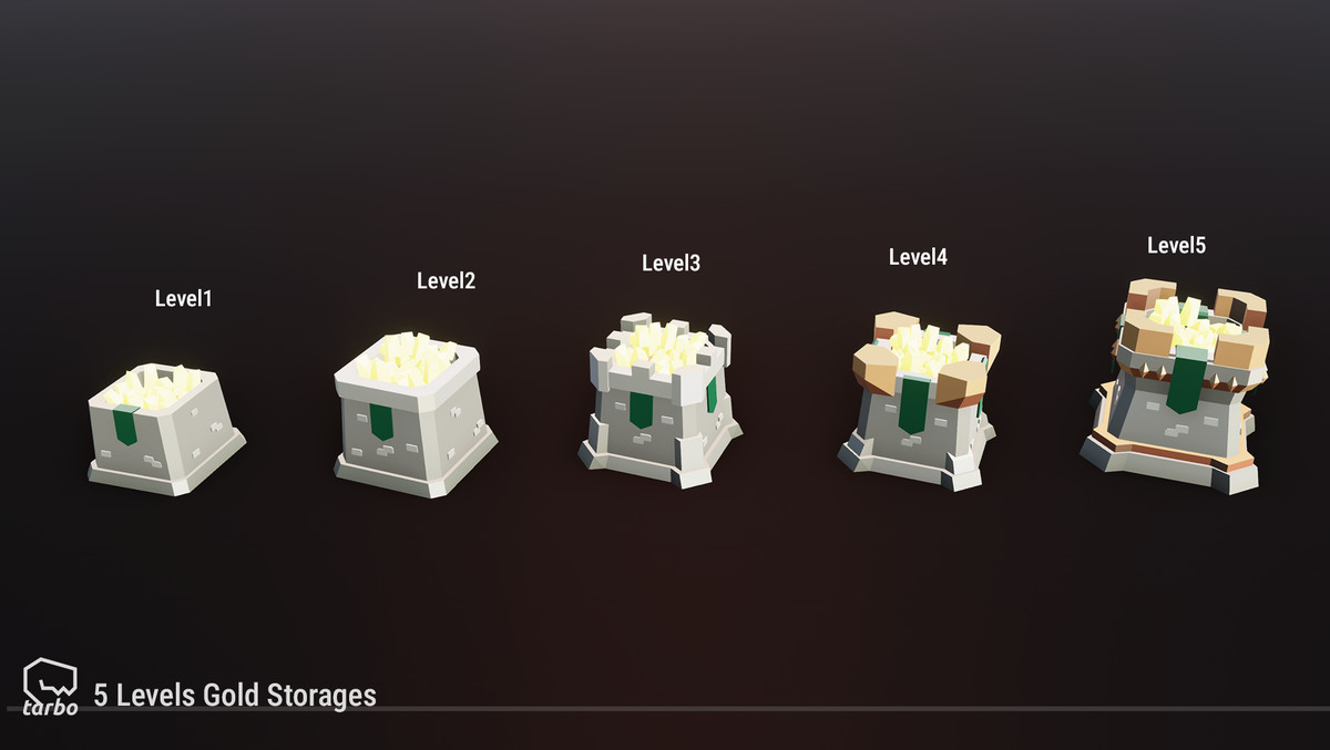 Tower Defense Mining & Walls Pack - Low Poly 3D Art