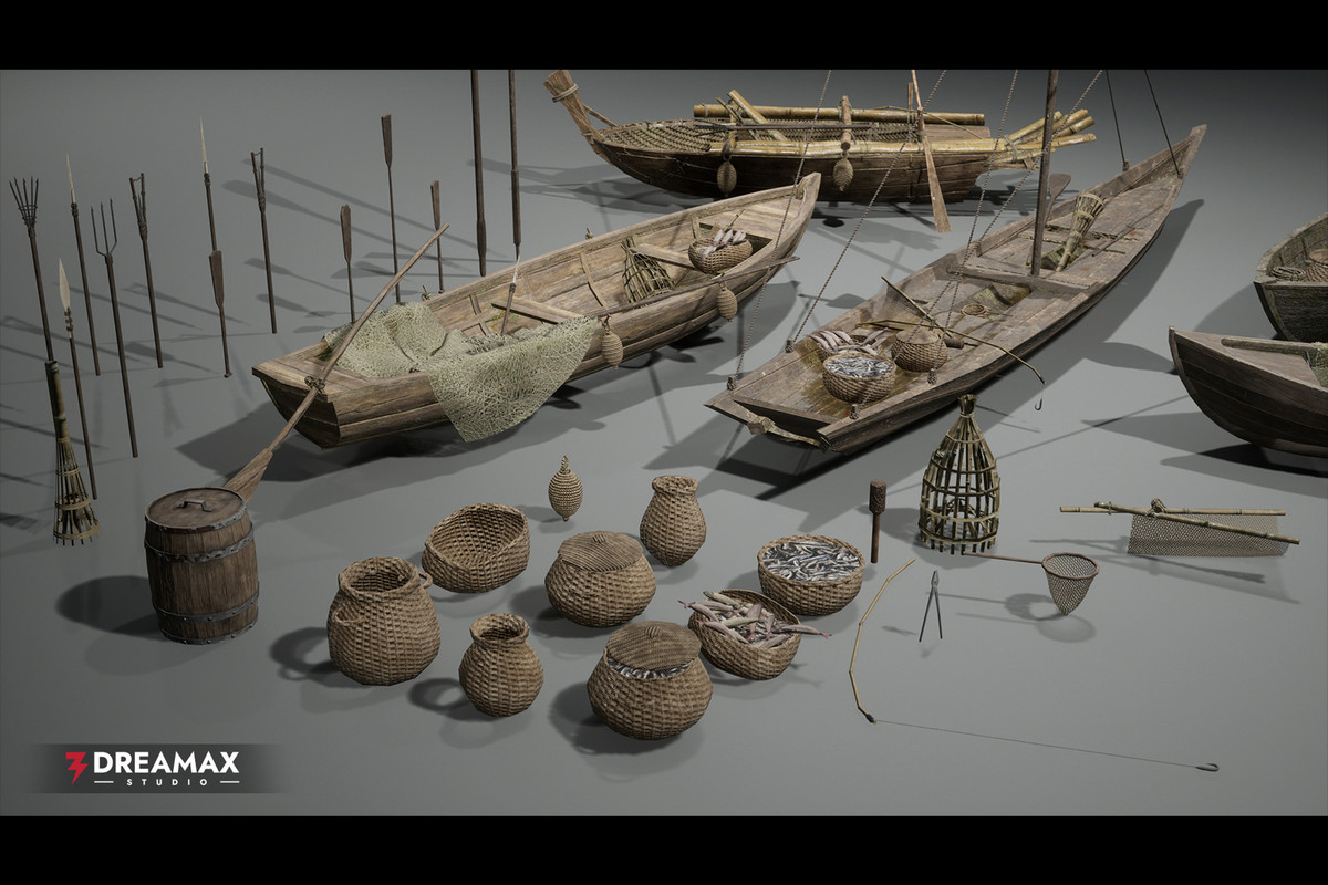 Medieval Fishing Boats Pack Vol. 1 – Fishing Tools & Traps