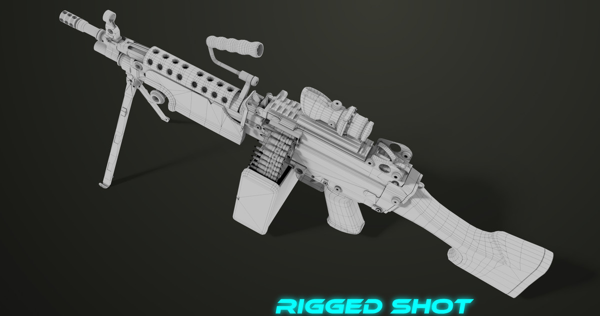 Machine Gun Sandal and Black Ammo Box URP HDRP Textures