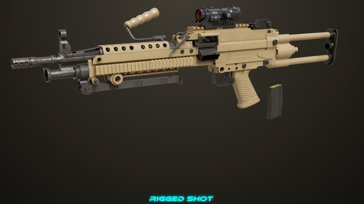 Machine Gun Sandal and Black Ammo Box URP HDRP Textures