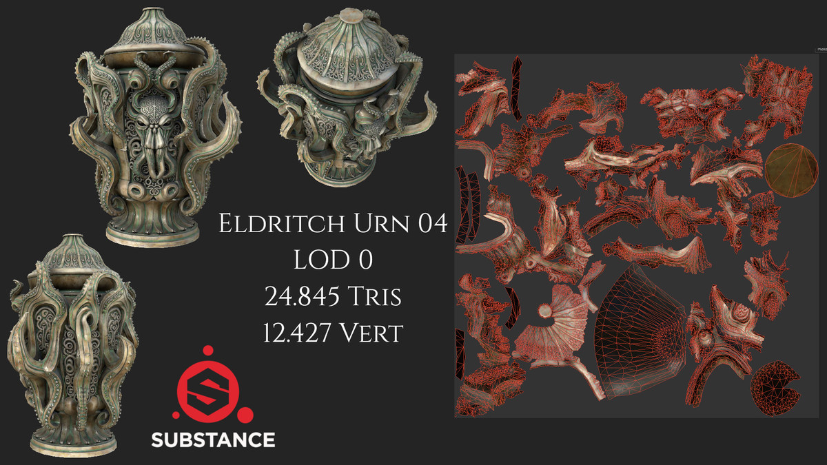 4 Dark Fantasy Eldritch Urns / Vessels / Pots