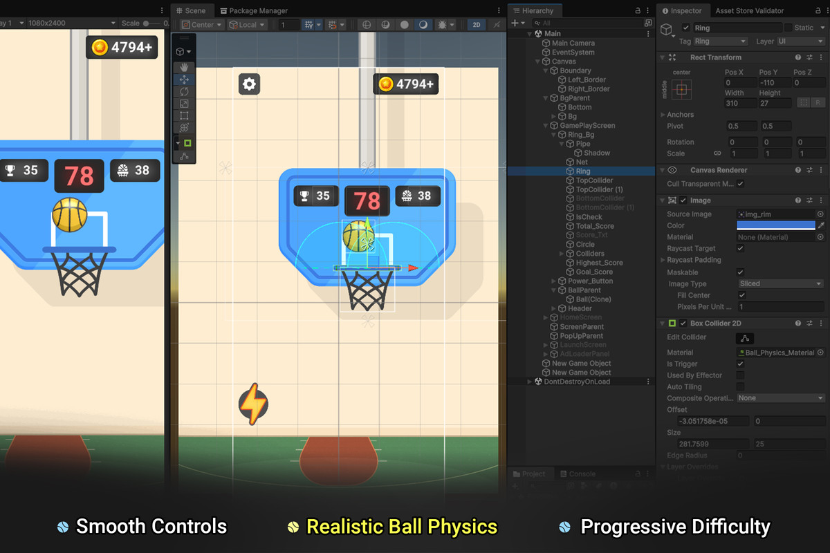 Basketball Dunk Shot - Complete Basketball Game Template