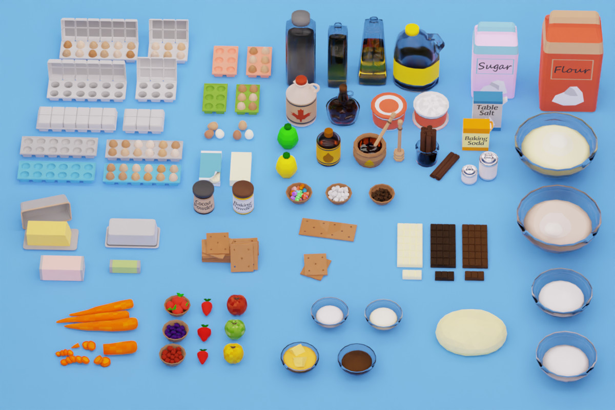 Low-Poly Bakery Props