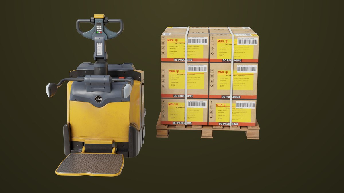 Forklift Trucks and Pallet Yellow Collection URP HDRP Textures
