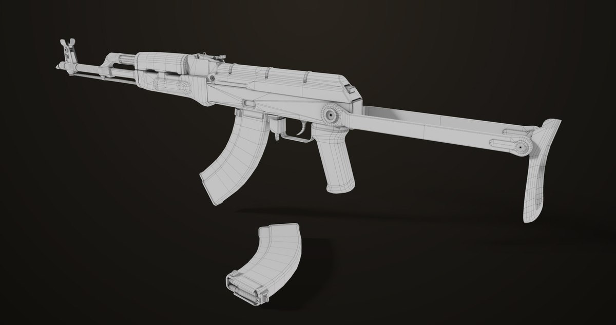 AKMS Light Machine Gun 10 Wood URP HDRP Texture