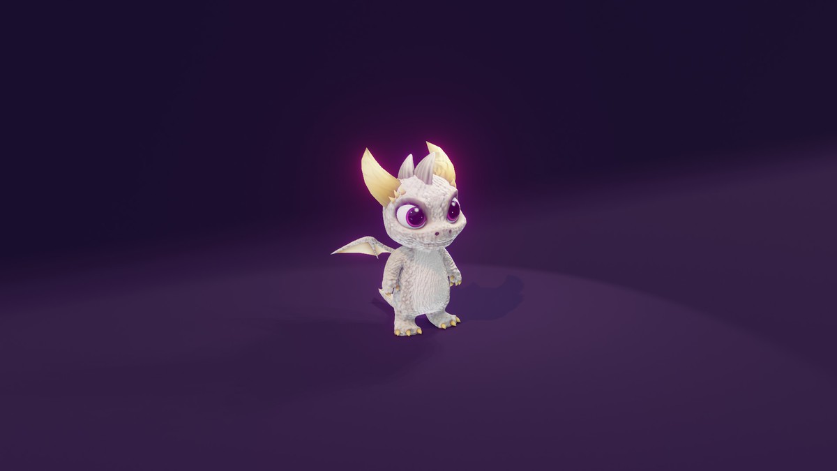 Cartoon White Dragon 3D Model (Low-Poly, Game-Ready, Animated, Built-In)