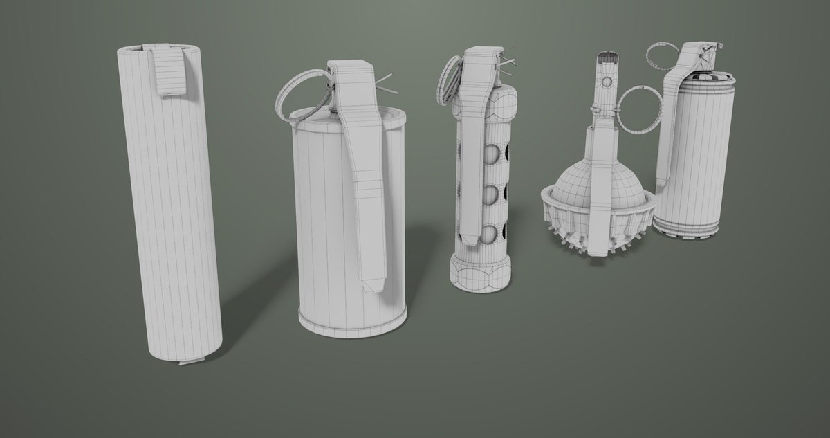 Smoke and Flash Grenades Single Mat URP HDRP Textures