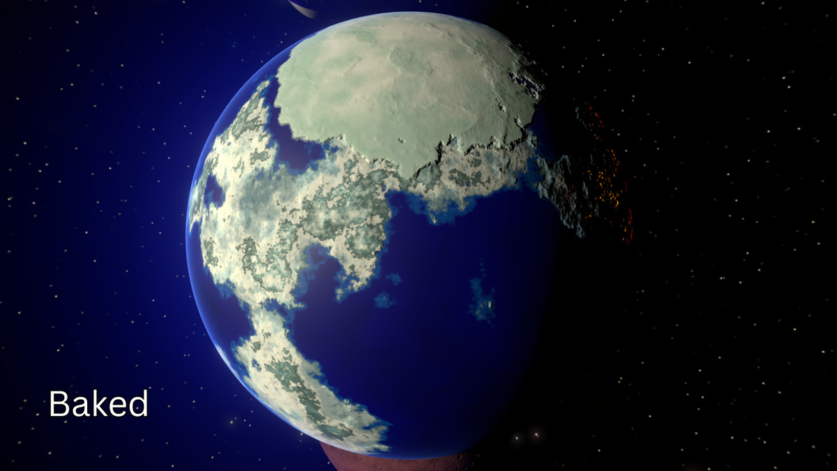 Terrestrial Planets and Moons: Procedural Shaders, Effects and In-Editor Baking
