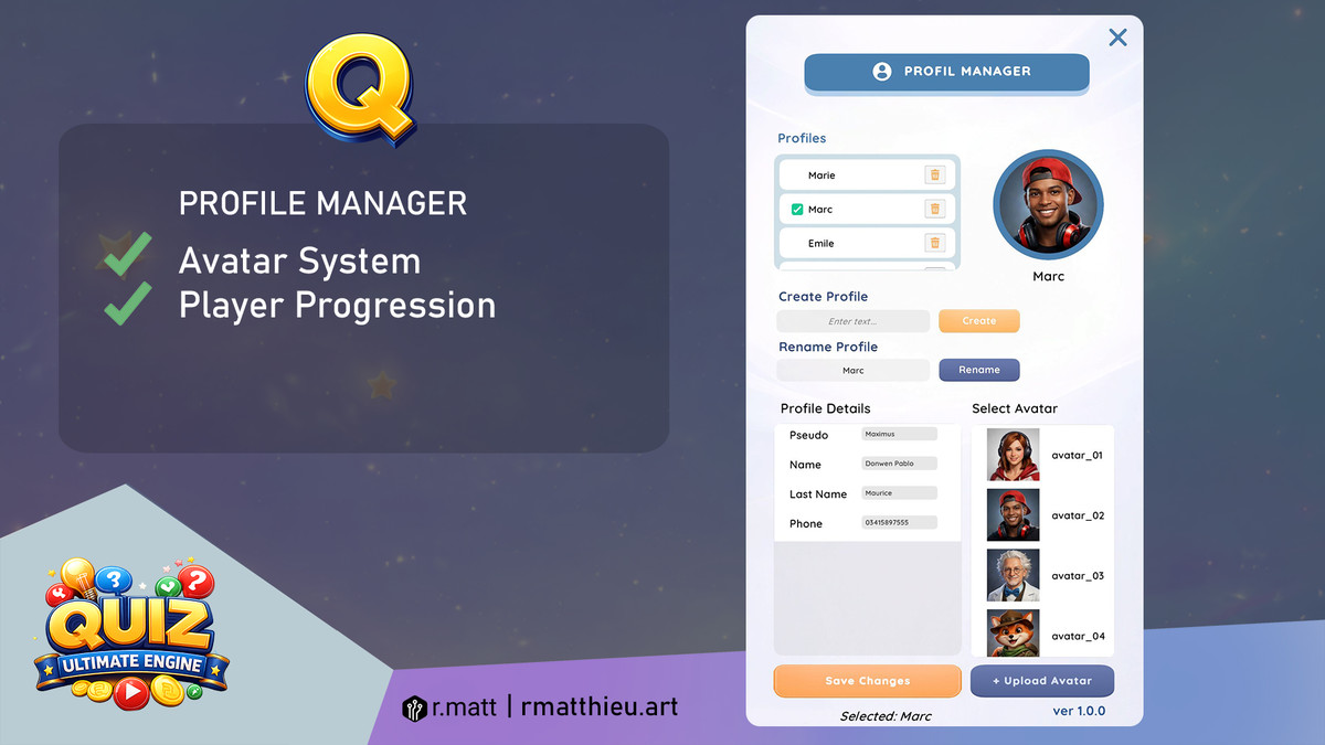 Quiz Ultimate Engine – Quiz System (No-Code, Mobile, WebGL)