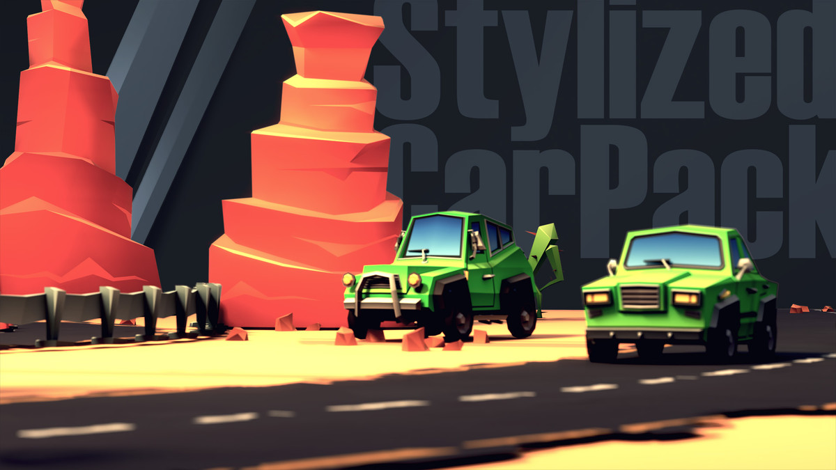 Stylized Low-poly Car Pack & gradient texture