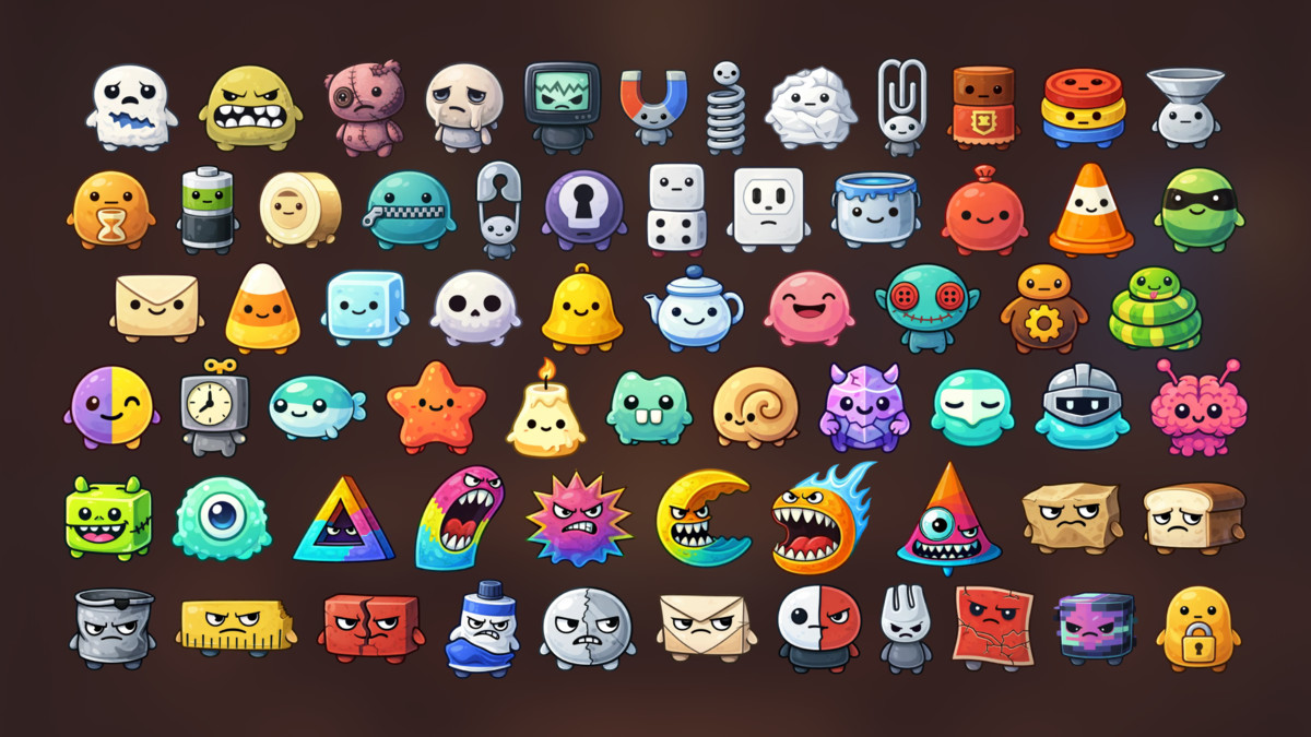 Cartoon Emoji Monster Characters Icons Pack Casual RPG Arcade and Puzzle Games