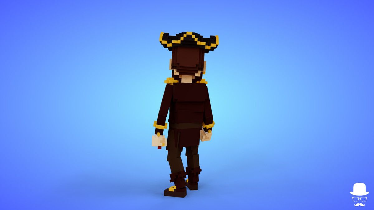 3D Voxel Model - Pirate Character