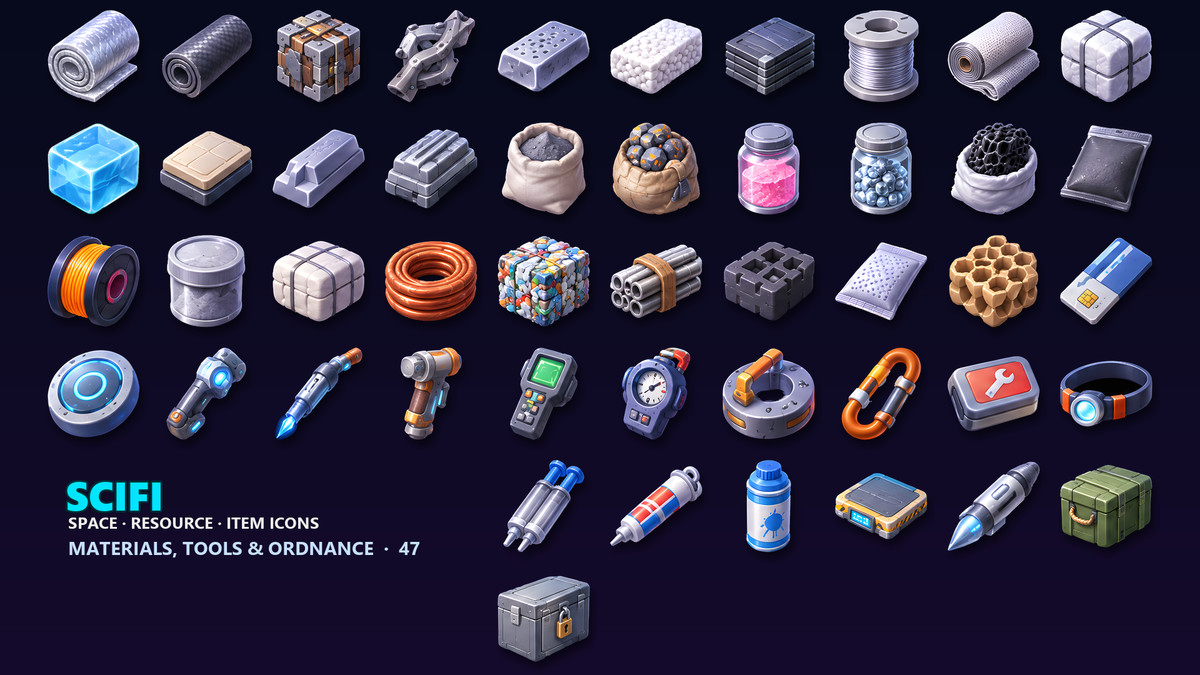Sci-Fi Resource Icons - 286 Space Items