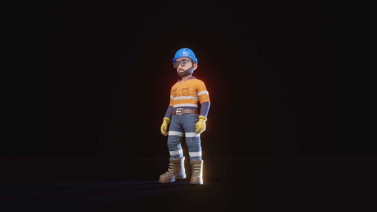 Stylized Male Worker 3D Model – Animated & Customizable (Game-Ready, Built-In)