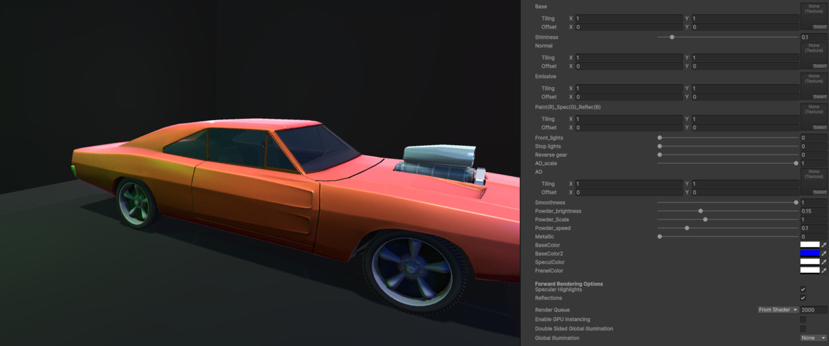 Car paintwork shader + lowpoly model car