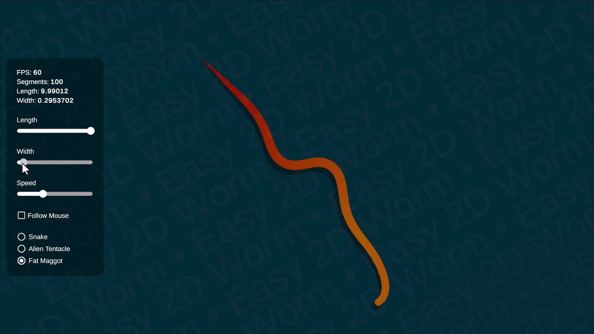 Easy 2D Worm - Procedural Snakes, Tentacles & Physics