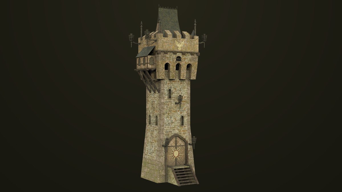 Old Castle Watch Tower 01 URP HDRP Textures