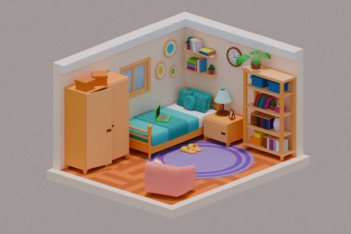 Low Poly Modular Bedroom Pack (770+ Props)