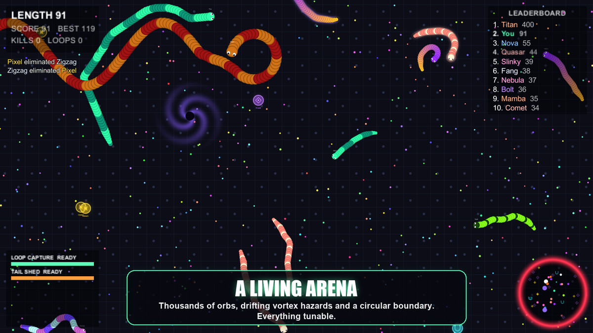 Coilz.io - Slither, Snake & Worm Arena Game