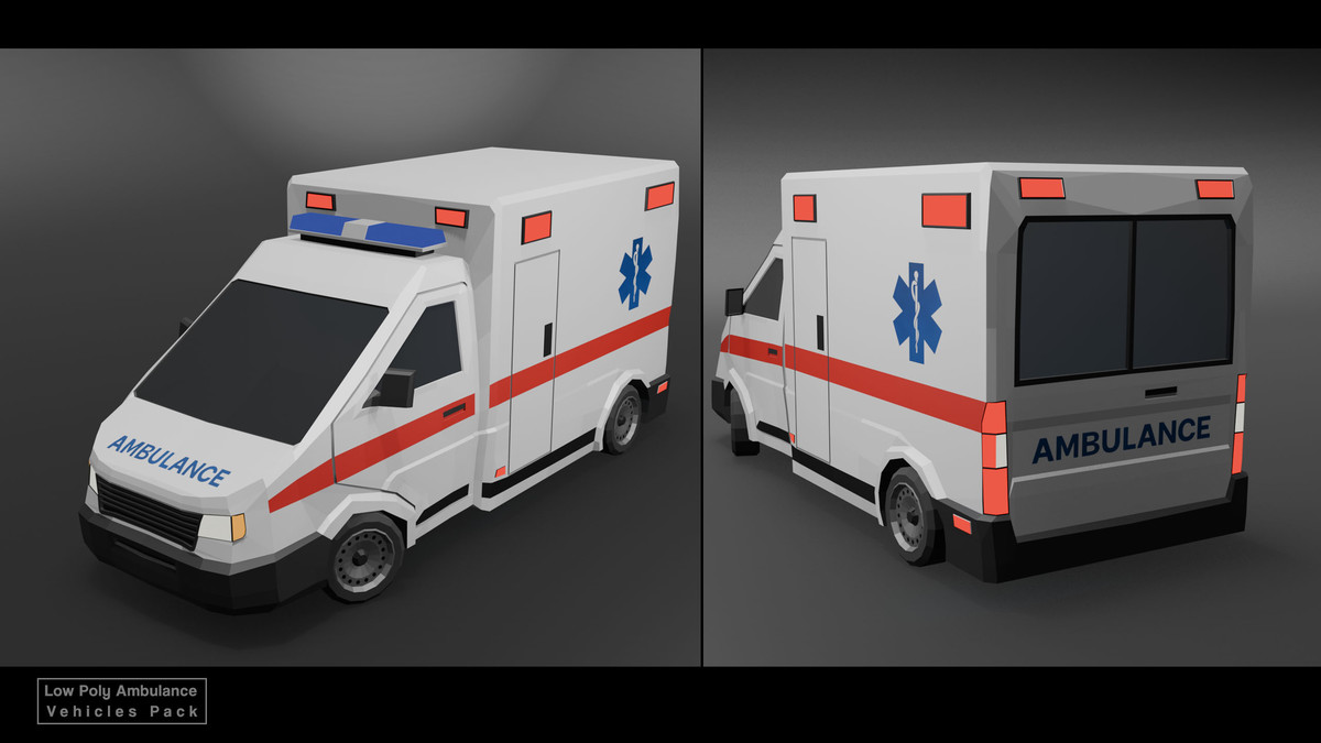 Low Poly Ambulance Vehicles Pack