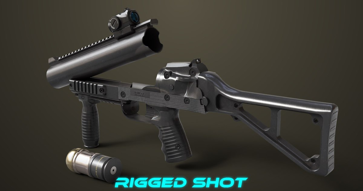 6 Grenade Launcher Black URP HDRP Textures