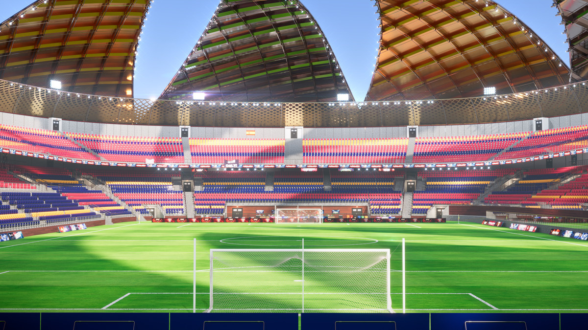 Modular Soccer Football Stadium Arena With 4 Roofs - Sport Environment 3d Level
