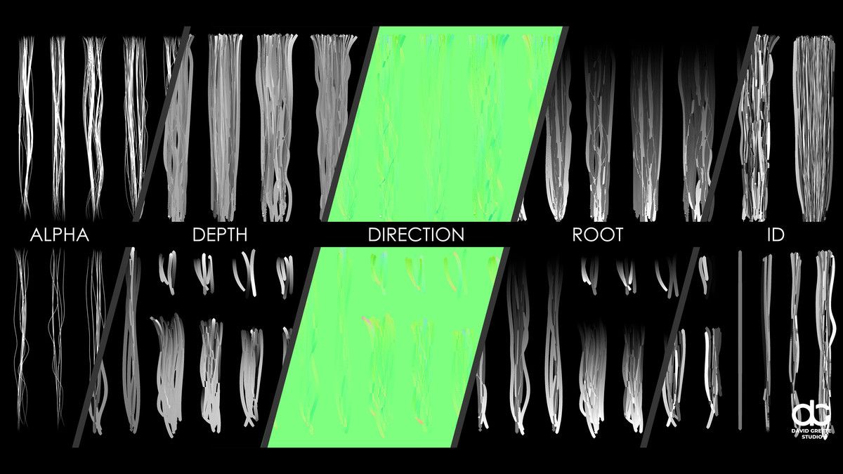 Realistic female hairstyles, pack #1 | Rigged hair, game-ready, low-poly