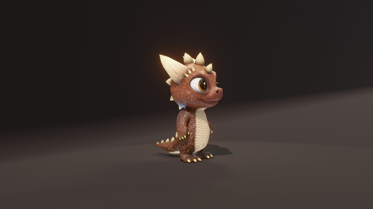 Cartoon Brown Dinosaur 3D Model (Low-Poly, Game-Ready, Animated, Built-In)