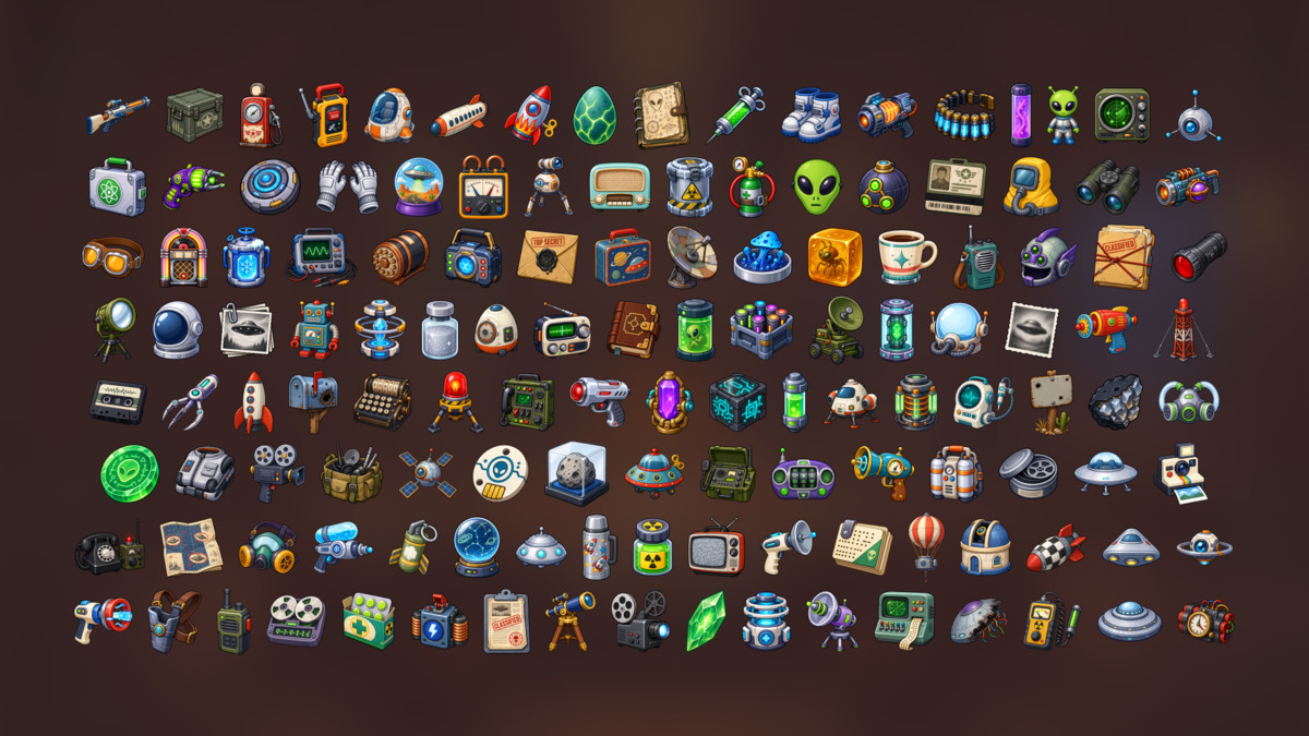 UFO Research Alien Investigation Secret Laboratory Sci Fi Icons Pack