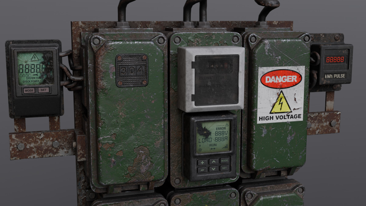 Industrial Power Control Panel – Game‑Ready