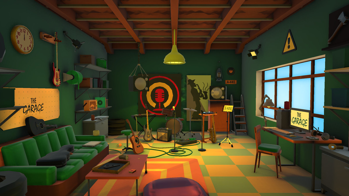 Stylized Cozy Garage Music Studio
