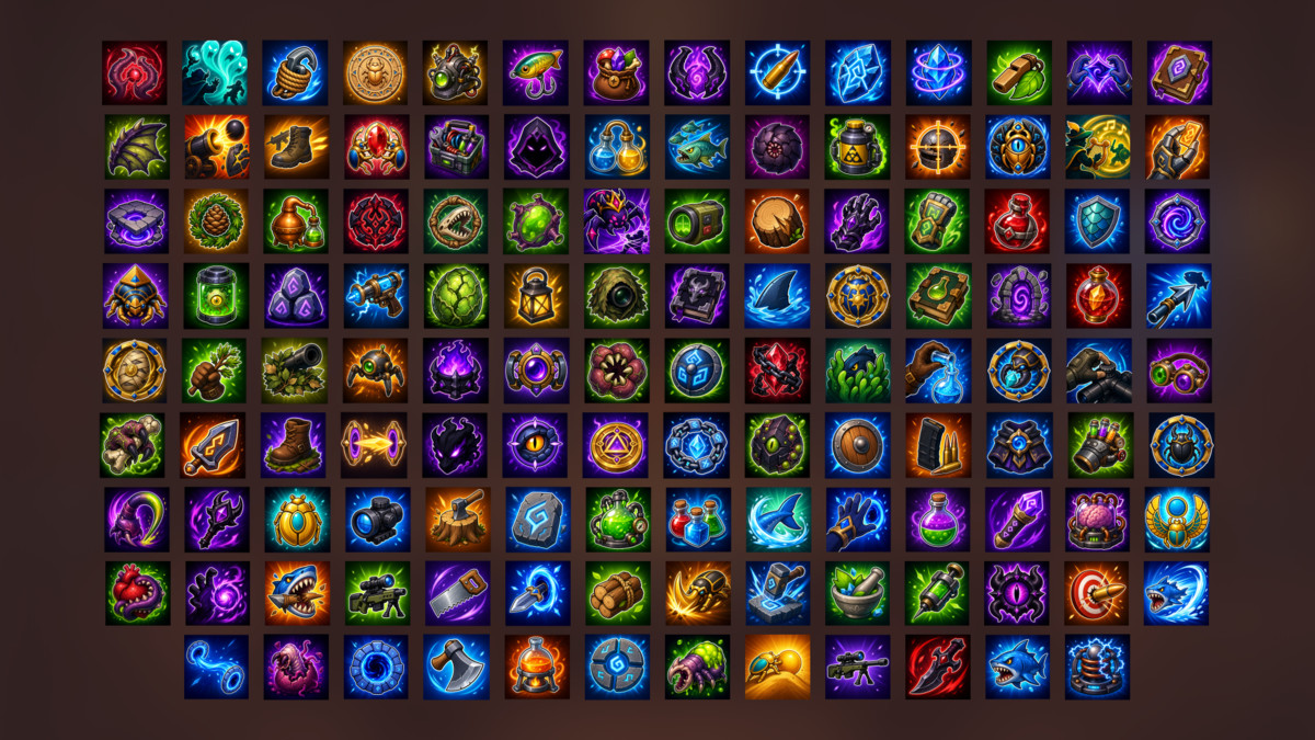 Fantasy Abilities Skills Magic Spells Monsters Equipment Icons Pack