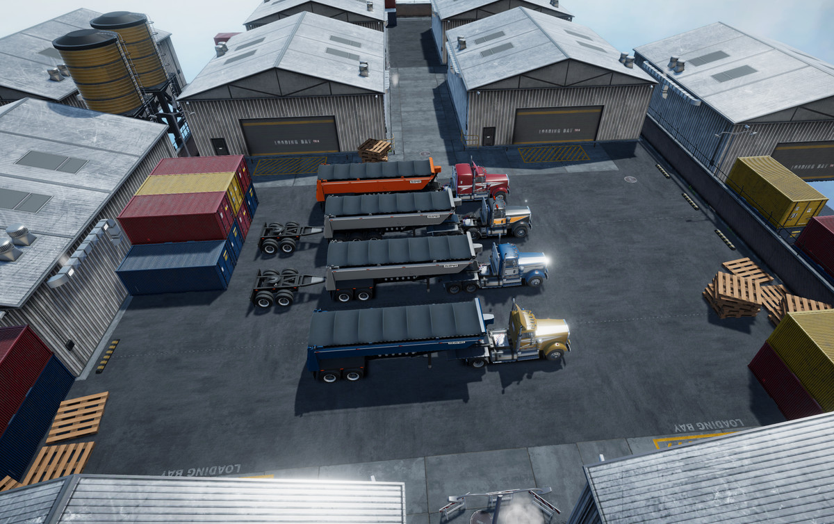 Semitruck with dump trailer