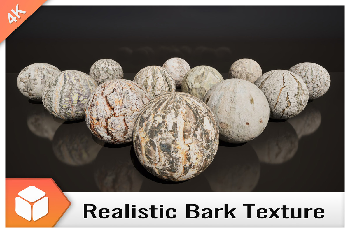 Realistic Tree Bark Materials - Customizable 4K PBR Shader Bundle Vol.04