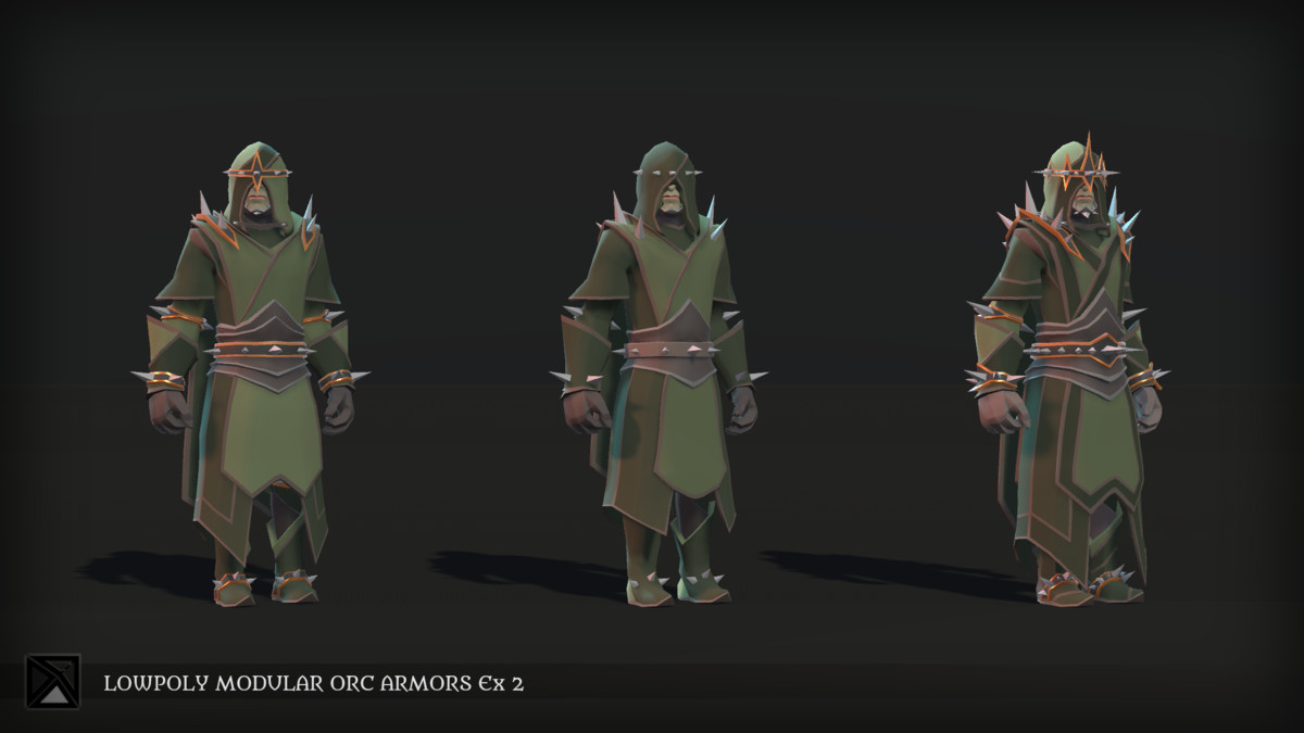 Low Poly Orcs Modular Armors Ex2 - LOWPOLY MEDIEVAL FANTASY SERIES