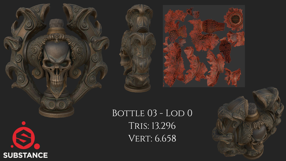 5 Dark Fantasy Alchemical Bottles / Flask / Vial