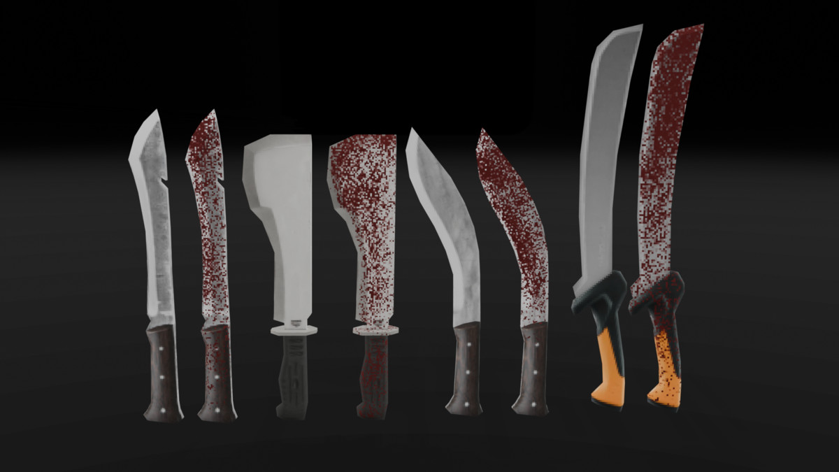 PSX Horror Melee Weapons Pack — 74 Retro Lowpoly Weapon Props(Clean + Bloody)