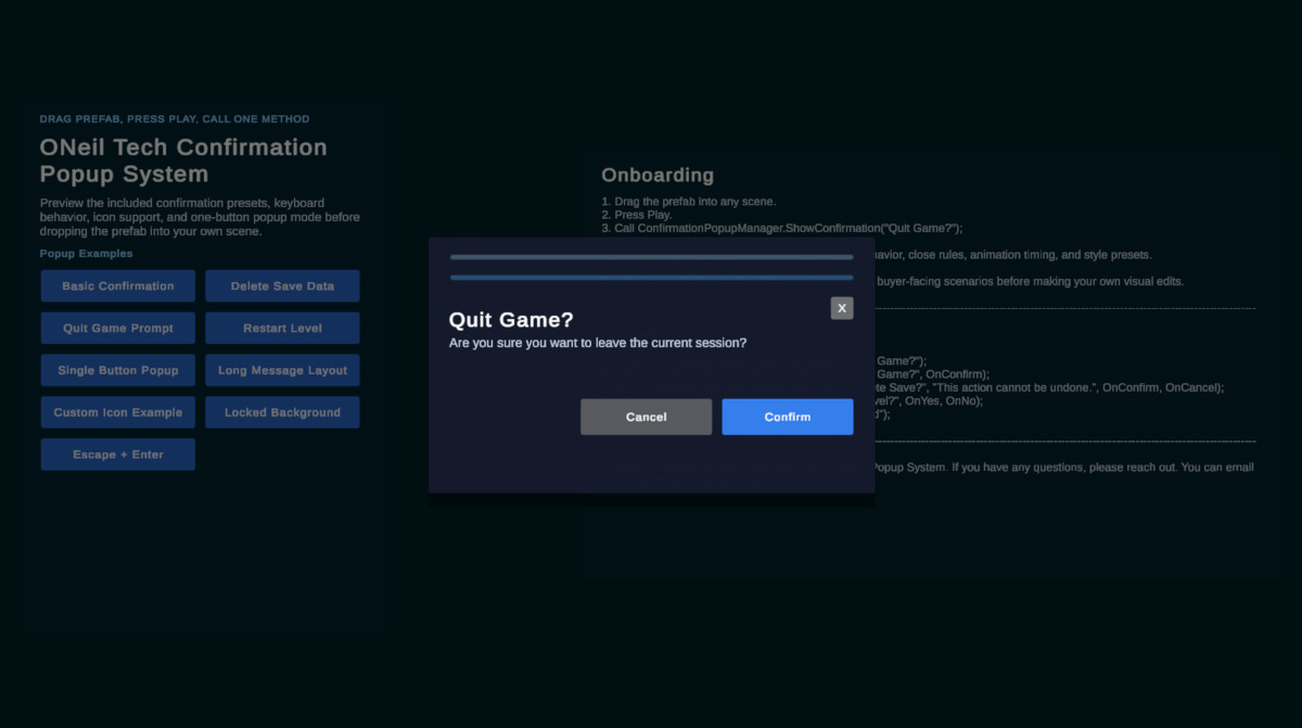 O'Neil Tech Confirmation Popup System