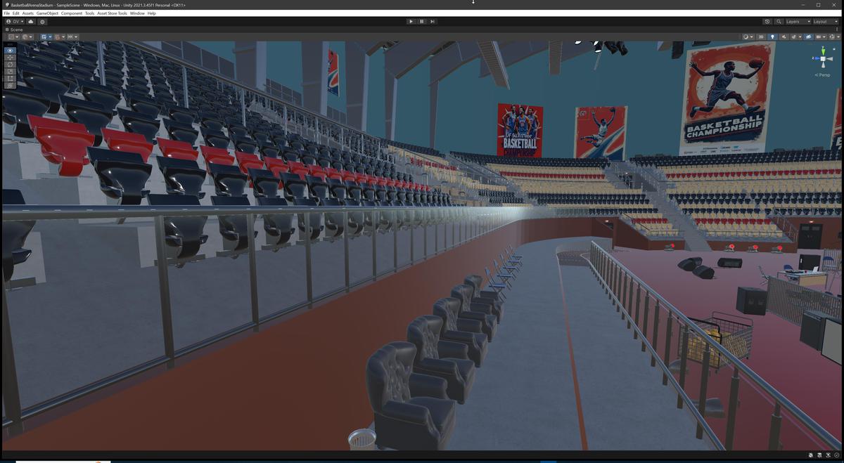 Basketball Arena Stadium Interior - Modular Environment 3D Level