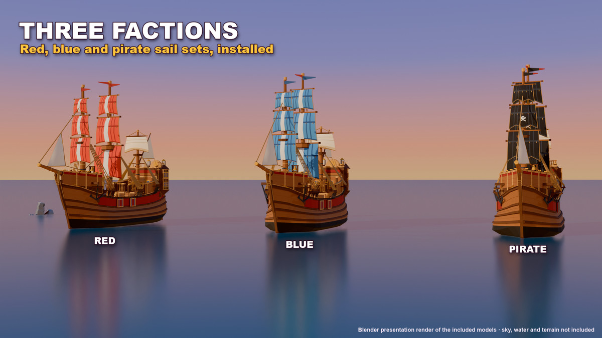 Stylized Pirate Ships & Boats: 13 Vessels + Harbour Dock Kit