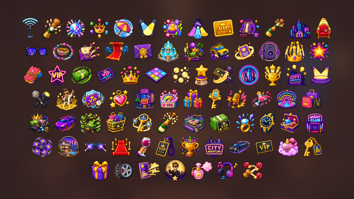 VIP Nightlife Luxury Party Social Club Rewards Icons Pack